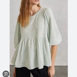 Anthropologie Amorina sky blue babydoll top